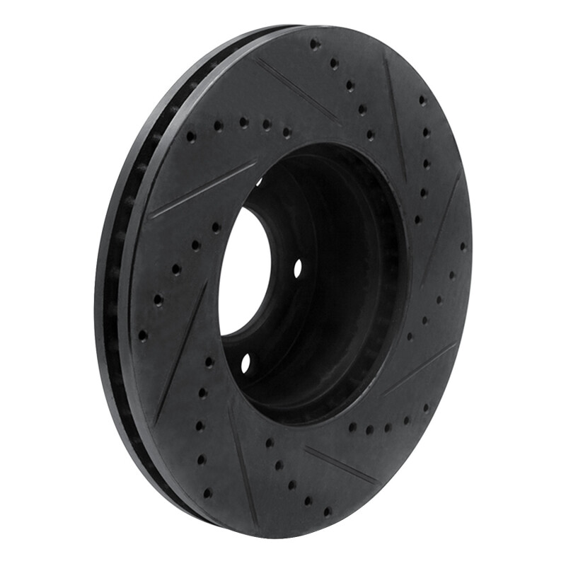 Mercedes-Benz G550 Brake Rotor (1) - Front Left - R1 Concepts - Drilled & Slotted - Black - `08-`18
